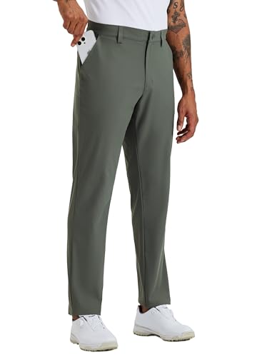 WILLIT Herren Hosen Stretch Stoffhose Lang Anzughose Freizeithose Leicht Einfarbig für Business Alltag Urlaub Strand mit Taschen 32" Dark Forest 38W/32L von WILLIT