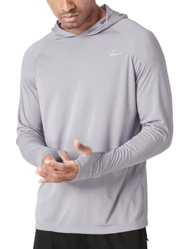 WILLIT Herren Hoodie Kapuzenpullover UPF 50+ Sonnenschutz Rashguard Kapuzen Shirt Langarm SPF Angeln Outdoor Laufen Wandern Leicht Graurosa XL von WILLIT