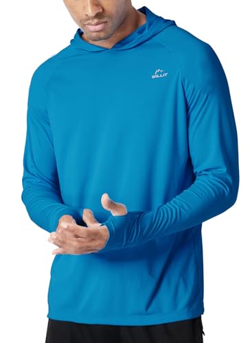WILLIT Herren Hoodie Kapuzenpullover UPF 50+ Sonnenschutz Rashguard Kapuzen Shirt Langarm SPF Angeln Outdoor Laufen Wandern Leicht Saphirblau S von WILLIT