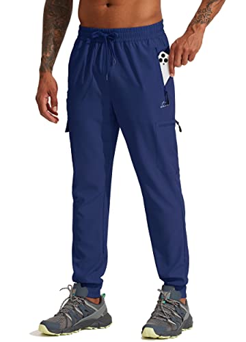 WILLIT Herren Jogginghose Wanderhose Reise Sporthose Leichte Cargohose Schnelltrocknend Outdoorhose Laufhose Jogger Wandern mit Tasche Dunkelblau S von WILLIT