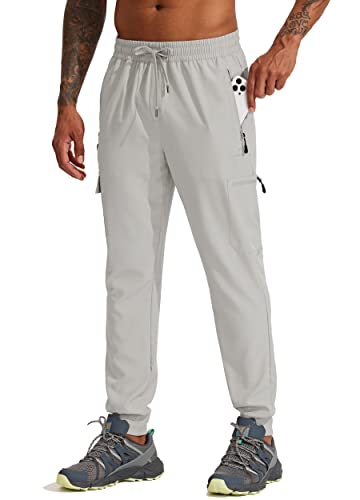 WILLIT Herren Jogginghose Wanderhose Reise Sporthose Leichte Cargohose Schnelltrocknend Outdoorhose Laufhose Jogger Wandern mit Tasche Grau XXL von WILLIT