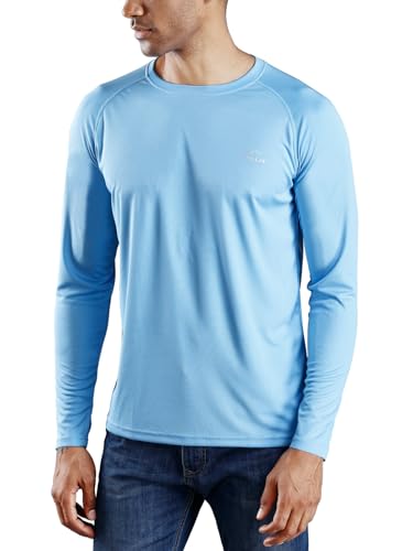 WILLIT Herren Rashguard UV Shirt Swim Shirts Badeshirts UPF 50+ Langarm Shirts Sonnenschutz SPF Wandern Angeln AtmungsaktivBlau XXL von WILLIT