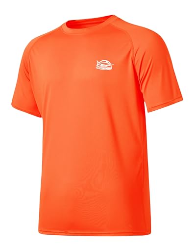 WILLIT UV Shirt Herren Rashguard T-Shirt Kurzarm Schwimmshirt UPF 50+ Schnelltrocknend Leicht Atmungsaktiv Outdoor Surfen Angeln After Burn L von WILLIT