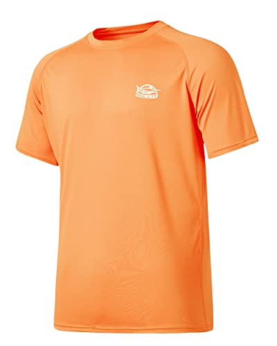 WILLIT Herren Rashguard UV T-Shirt Kurzarm Ärmel Sun Shirt Schwimmshirt UPF 50+ Funktionsshirt Schnelltrocknend Leicht Atmungsaktiv Outdoor Surfen Angeln Orange M von WILLIT