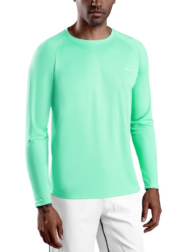 WILLIT UV Shirt Herren Rashguard Langarm Funktionsshirt für Schwimmen Surfen Angeln Wandern Atmungsaktiv Schnell Trocknend Sonnenschutz Sportshirt Hellgrün XXXL von WILLIT
