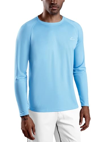 WILLIT UV Shirt Herren Rashguard Langarm Funktionsshirt für Schwimmen Surfen Angeln Wandern Atmungsaktiv Schnell Trocknend Sonnenschutz Sportshirt Blau S von WILLIT