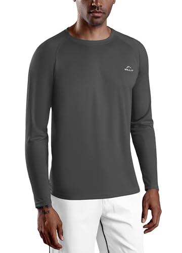 WILLIT UV Shirt Herren Rashguard Langarm Funktionsshirt für Schwimmen Surfen Angeln Wandern Atmungsaktiv Schnell Trocknend Sonnenschutz Sportshirt Dunkelgrau S von WILLIT