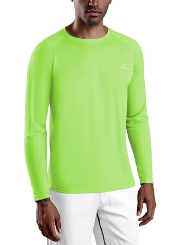 WILLIT UV Shirt Herren Rashguard Langarm Funktionsshirt für Schwimmen Surfen Angeln Wandern Atmungsaktiv Schnell Trocknend Sonnenschutz Sportshirt Gelbgrün M von WILLIT