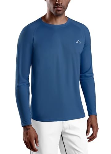 WILLIT UV Shirt Herren Rashguard Langarm Funktionsshirt für Schwimmen Surfen Angeln Wandern Atmungsaktiv Schnell Trocknend Sonnenschutz Sportshirt Marineblau M von WILLIT
