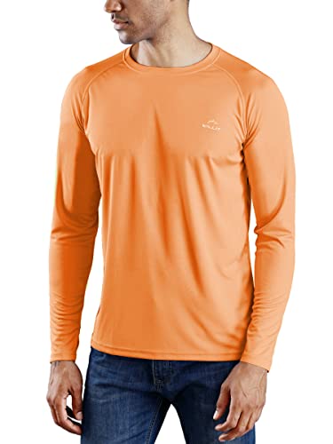 WILLIT Herren Rashguard UV Shirt Swim Shirts Badeshirts UPF 50+ Langarm Shirts Sonnenschutz SPF Wandern Angeln Atmungsaktiv Orange XXL von WILLIT