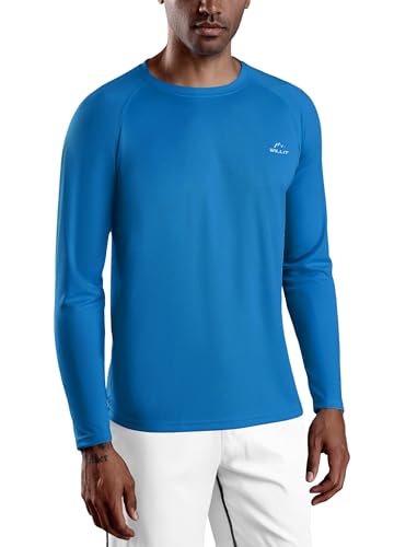 WILLIT UV Shirt Herren Rashguard Langarm Funktionsshirt für Schwimmen Surfen Angeln Wandern Atmungsaktiv Schnell Trocknend Sonnenschutz Sportshirt Saphirblau XXL von WILLIT
