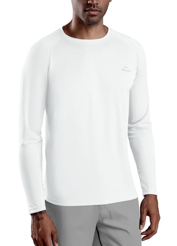 WILLIT UV Shirt Herren Rashguard Langarm Funktionsshirt für Schwimmen Surfen Angeln Wandern Atmungsaktiv Schnell Trocknend Sonnenschutz Sportshirt Weiß L von WILLIT