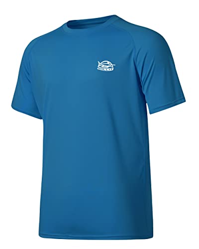 WILLIT Herren Rashguard UV T-Shirt Kurzarm Ärmel Sun Shirt Schwimmshirt UPF 50+ Funktionsshirt Schnelltrocknend Leicht Atmungsaktiv Outdoor Surfen Angeln Dunkelblau S von WILLIT
