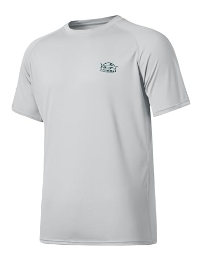 WILLIT UV Shirt Herren Rashguard T-Shirt Kurzarm Schwimmshirt UPF 50+ Schnelltrocknend Leicht Atmungsaktiv Outdoor Surfen Angeln Grau M von WILLIT