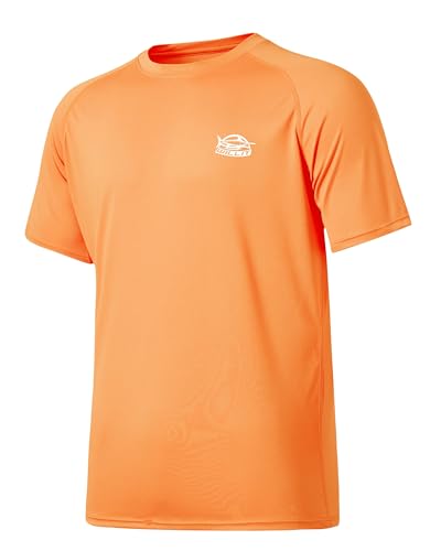 WILLIT UV Shirt Herren Rashguard T-Shirt Kurzarm Schwimmshirt UPF 50+ Schnelltrocknend Leicht Atmungsaktiv Outdoor Surfen Angeln Orange L von WILLIT
