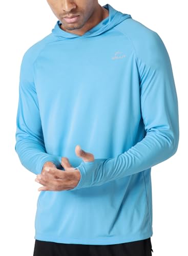 WILLIT Herren Hoodie Kapuzenpullover UPF 50+ Sonnenschutz Rashguard Kapuzen Shirt Langarm SPF Angeln Outdoor Laufen Wandern Leicht Blau XXXL von WILLIT