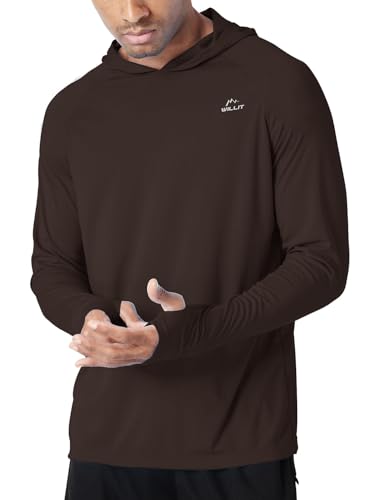 WILLIT Herren Hoodie Kapuzenpullover UPF 50+ Sonnenschutz Rashguard Kapuzen Shirt Langarm SPF Angeln Outdoor Laufen Wandern Leicht Borke Braun XXL von WILLIT