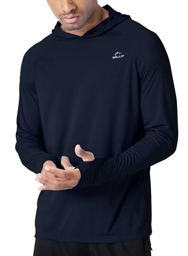 WILLIT Herren Hoodie Kapuzenpullover UPF 50+ Sonnenschutz Rashguard Kapuzen Shirt Langarm SPF Angeln Outdoor Laufen Wandern Leicht Marineblau M von WILLIT
