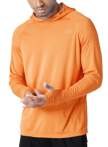 WILLIT Herren Hoodie Kapuzenpullover UPF 50+ Sonnenschutz Rashguard Kapuzen Shirt Langarm SPF Angeln Outdoor Laufen Wandern Leicht Orange XL von WILLIT