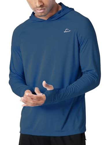 WILLIT Herren Hoodie Kapuzenpullover UPF 50+ Sonnenschutz Rashguard Kapuzen Shirt Langarm SPF Angeln Outdoor Laufen Wandern Leicht Ozean Blau XL WILLIT Herren Hoodie Kapuzenpullover UPF 50+ Sonnenschutz Rashguard Kapuzen Shirt Langarm SPF Angeln Outdoor Laufen Wandern Leicht Ozean Blau XL von WILLIT