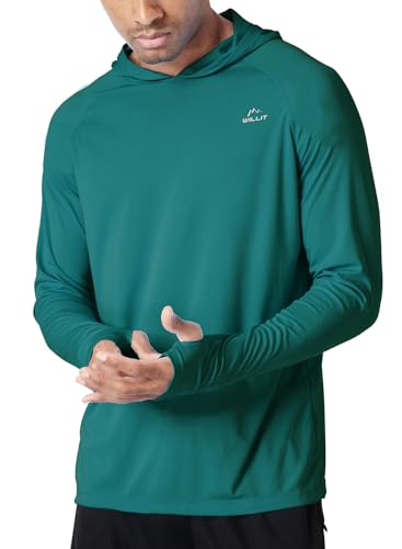 WILLIT Herren Hoodie Kapuzenpullover UPF 50+ Sonnenschutz Rashguard Kapuzen Shirt Langarm SPF Angeln Outdoor Laufen Wandern Leicht Teal XXL von WILLIT