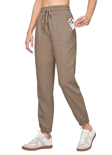 WILLIT Jogginghose Damen Baumwolle Leinen Hosen Jogger Sporthose Lässig Sweatpants Leichte Hosen Trainingshose Lounge Reisen Sommer Hosen mit Taschen Dunkelkhaki XXL WILLIT Jogginghose Damen Baumwolle Leinen Hosen Jogger Sporthose Lässig Sweatpants Leichte Hosen Trainingshose Lounge Reisen Sommer Hosen mit Taschen Dunkelkhaki XXL von WILLIT