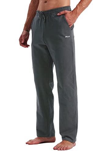 WILLIT Jogginghose Herren Baumwolle Yogahose Sweathose Trainingshose unten offen Athletic Sporthose Lounge Pants Loose Männer mit Taschen Dunkelgrau L von WILLIT