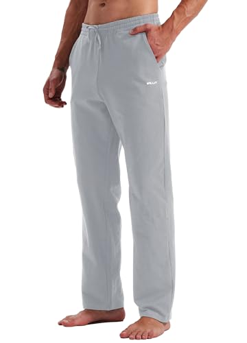 WILLIT Jogginghose Herren Baumwolle Yogahose Sweathose Trainingshose unten offen Athletic Sporthose Lounge Pants Loose Männer mit Taschen Steingrau M von WILLIT