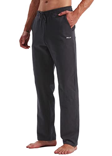 WILLIT Jogginghose Herren Baumwolle Yogahose Sweathose Trainingshose unten offen Athletic Sporthose Lounge Pants Loose Männer mit Taschen Grau S von WILLIT