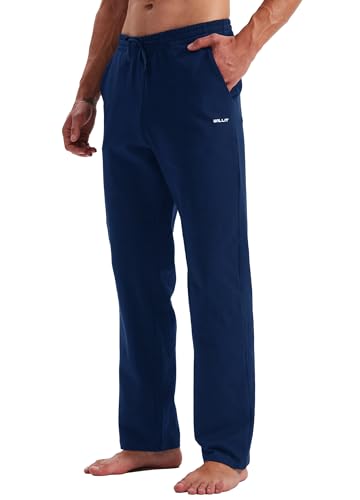 WILLIT Jogginghose Herren Baumwolle Trainingshose Sporthose Lang Freizeithose Fitness Yogahose Sweathose Lounge Pants Loose Männer mit Taschen Marineblau XXXL von WILLIT