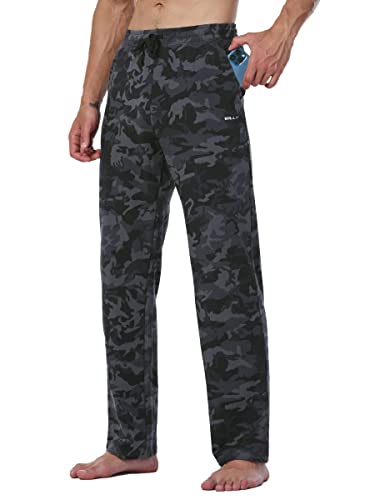 WILLIT Jogginghose Herren Baumwolle Trainingshose Sporthose Lang Freizeithose Fitness Yogahose Sweathose Lounge Pants Loose Männer mit Taschen Schwarz Tarnmuster XXL von WILLIT