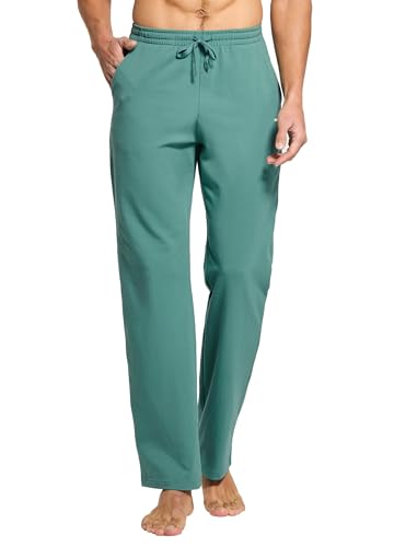 WILLIT Jogginghose Herren Baumwolle Trainingshose Sporthose Lang Freizeithose Fitness Yogahose Sweathose Lounge Pants Loose Männer mit Taschen Seegrün M von WILLIT