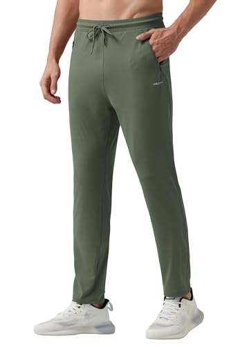 WILLIT Jogginghose Herren Sweatpants Workout Jogger Männer Sporthose Trainingshose Jogging Laufhosen mit Reißverschlusstaschen Graugrün XL von WILLIT