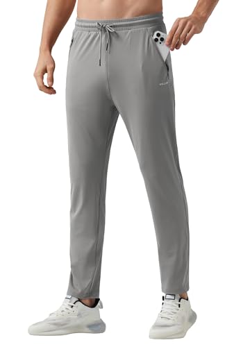 WILLIT Jogginghose Herren Sweatpants Workout Jogger Männer Sporthose Trainingshose Jogging Laufhosen mit Reißverschlusstaschen Hellgrau L von WILLIT