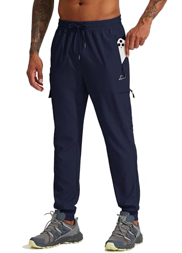 WILLIT Jogginghose Herren Wanderhose Reise Sporthose Leichte Cargohose Schnelltrocknend Outdoorhose Laufhose Jogger Wandern mit Tasche Navy M von WILLIT