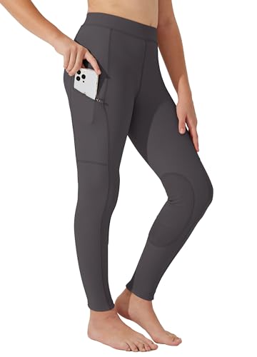 WILLIT Kinder Reithose Mädchen Reitleggings Kniebesatz Jugend Reiten Hosen Sommer Atmungsaktives elastisch mit Taschen Dunkelgrau XS von WILLIT