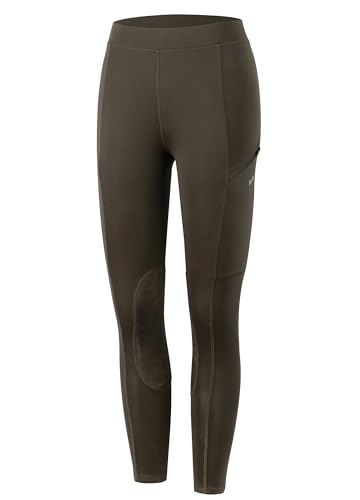WILLIT Kinder Reithose Mädchen Reitleggings Kniebesatz Jugend Reiten Hosen Sommer Atmungsaktives elastisch mit Taschen Braun L von WILLIT