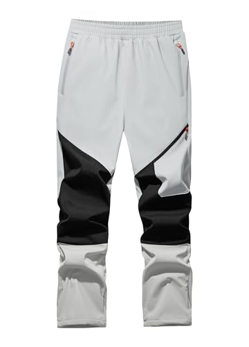 WILLIT Kinder Softshellhose Gefüttert Schneehose Thermohose Jungen Mädchen Skihose Winter Wasserdicht Wanderhose Winddicht mit 3 Taschen Hellgrau XL von WILLIT
