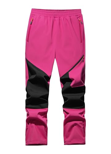 WILLIT Kinder Softshellhose Gefüttert Schneehose Thermohose Jungen Mädchen Skihose Winter Wasserdicht Wanderhose Winddicht mit 3 Taschen Rot XXL von WILLIT