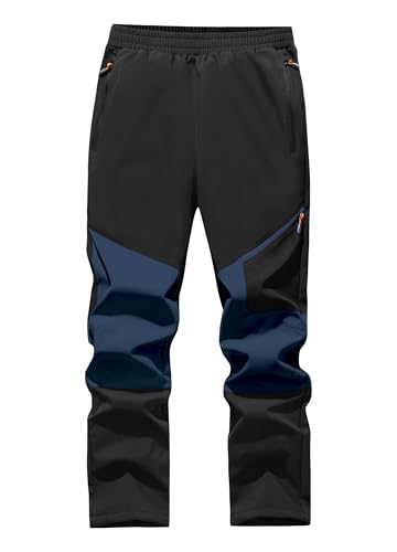 WILLIT Kinder Softshellhose Gefüttert Schneehose Thermohose Jungen Mädchen Skihose Winter Wasserdicht Wanderhose Winddicht mit 3 Taschen Schwarz XS von WILLIT