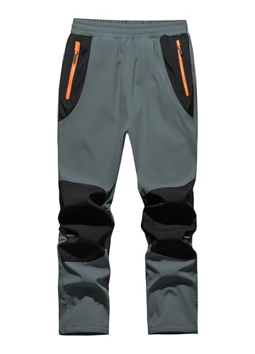 WILLIT Kinder Softshellhose Thermohose Skihose Gefüttert Jungen Mädchen Schneehose Winter Wasserdicht Winddicht Wanderhose mit Taschen Dunkelgrau XXL von WILLIT