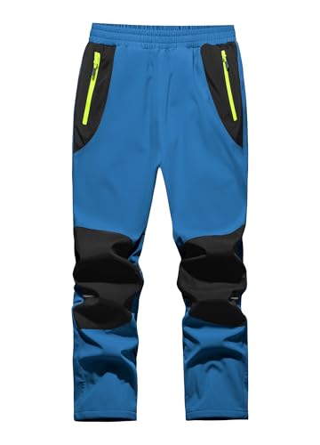 WILLIT Kinder Softshellhose Thermohose Skihose Gefüttert Jungen Mädchen Schneehose Winter Wasserdicht Winddicht Wanderhose mit Taschen Hellblau XXL von WILLIT
