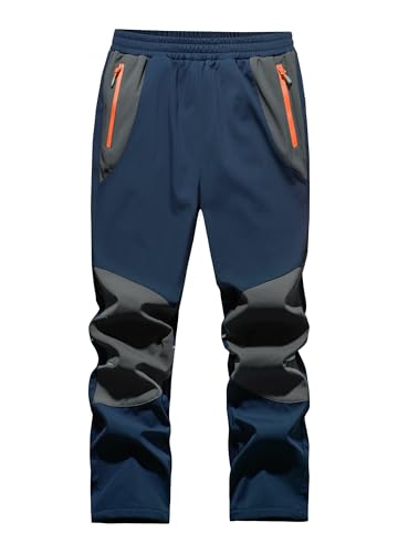 WILLIT Kinder Softshellhose Thermohose Skihose Gefüttert Jungen Mädchen Schneehose Winter Wasserdicht Winddicht Wanderhose mit Taschen Navy S von WILLIT