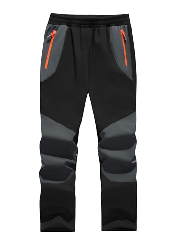 WILLIT Kinder Softshellhose Thermohose Skihose Gefüttert Jungen Mädchen Schneehose Winter Wasserdicht Winddicht Wanderhose mit Taschen Schwarz XS von WILLIT