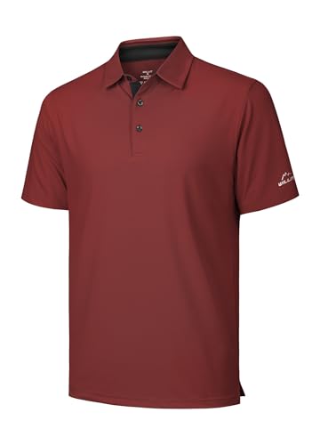 WILLIT Poloshirt Herren Kurzarm Shirt Sommer Sportshirt Atmungsaktiv T-Shirts Schnelltrocknend Golf Sport Polohemd Classic Collared Rot L von WILLIT
