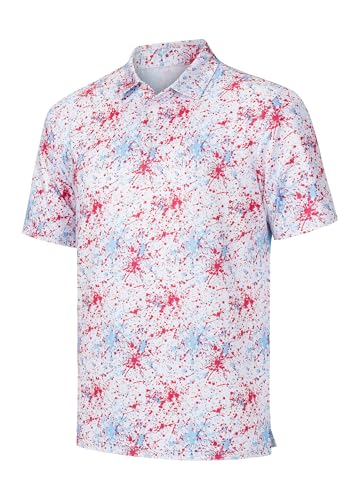 WILLIT Poloshirt Herren Kurzarm Atmungsaktiv Shirt Sport Golf Tennis Shirt Männer Polo Hemd Sommer Freizeit Schnelltrocknend T-Shirts Tintenspritzer XXL von WILLIT