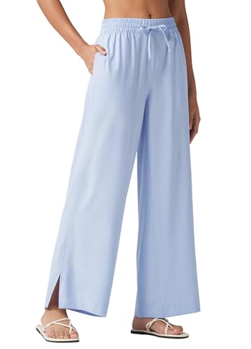 WILLIT Damen Hose Sommerhose Weite Hose Palazzo Freizeithose Elegante Strandhose Leicht Jogginghose UPF 50 Schnelltrockner mit Taschen 29“ Hellblau S von WILLIT