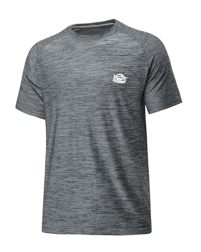 WILLIT UV Shirt Herren Rashguard T-Shirt Kurzarm Schwimmshirt UPF 50+ Schnelltrocknend Leicht Atmungsaktiv Outdoor Surfen Angeln Farblos Grau M von WILLIT