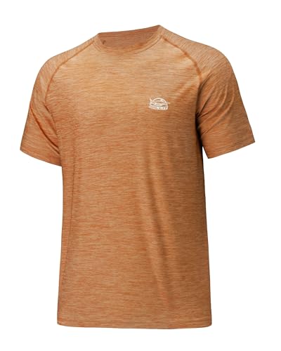 WILLIT UV Shirt Herren Rashguard T-Shirt Kurzarm Schwimmshirt UPF 50+ Schnelltrocknend Leicht Atmungsaktiv Outdoor Surfen Angeln Farblos Orange 2XL von WILLIT