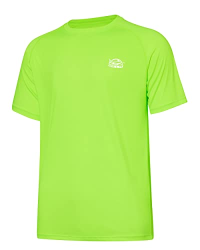WILLIT UV Shirt Herren Rashguard T-Shirt Kurzarm Schwimmshirt UPF 50+ Schnelltrocknend Leicht Atmungsaktiv Outdoor Surfen Angeln Fluoreszierend Grün 3XL von WILLIT